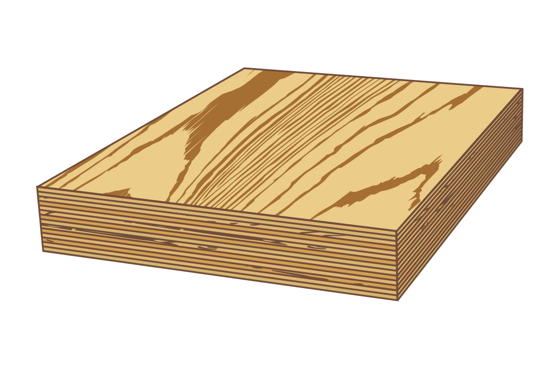 三维渲染层压单板木材(LVL) -单板在高温和压力下粘合在一起。LVL由旋转剥皮的贴面制成，在高温和压力下粘合在一起，成为切割成宽度范围的大面板